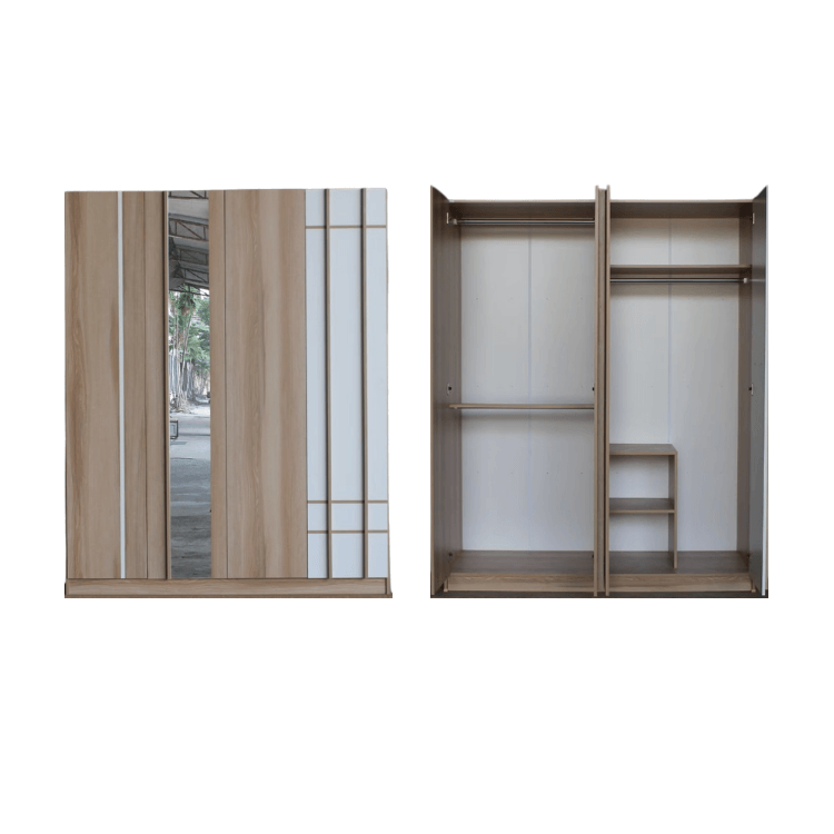 ชุดห้องนอน + ที่นอนสปริง 6 ฟุต WISDOM DESIGN FURNITURE รุ่น NANA-L สีบัตเตอร์/ขาว ลิ้นชักท้ายเตียง